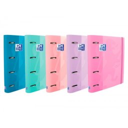 Carpeta con recambio oxford europeanbinder touch pastel 4 anillas 35 mm din a4+ tapa extradura con gomilla colores