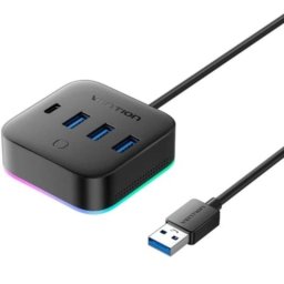 Hub Vention 5 puertos USB 3.0 5 Gbps modelo CHZ con USB-C PD y RGB