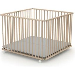Webaby Parque infantil plegable madera CALI - Haya Cruda - 100 x 100 cm