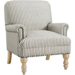 Dorel Home Silla decorativa en lino beige a rayas