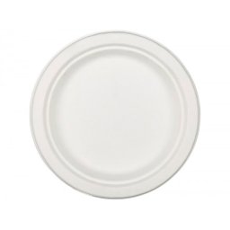 Plato de fibra de caña de azucar blanco 17 cm diametro paquete de 50 unidades