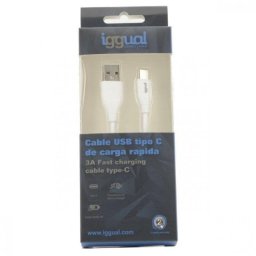 Cable USB iggual Q3.0 USB-A a USB-C 1m Blanco carga rápida 3A