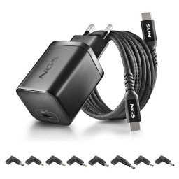 Cargador NGS Bud 65W-AS GaN USB-C con cable 1,5 m y 8 conectores para ASUS