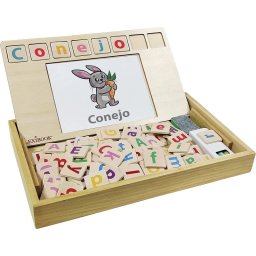 Lexibook Bio Toys Escuela de Palabras Bilingüe Inglés/Español Juego de Madera