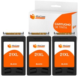 Pccom Essential HP 21XL Cartucho Tinta Compatible Negro Pack 3