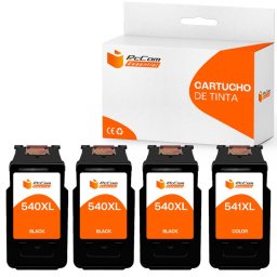 PcCom Essential Canon 540XL/541XL Cartucho Tinta Compatible Negro/Tricolor Pack 4 Unidades