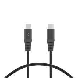 Ksix Cable de Carga Trenzado USB-C a USB-C PD Carga Ultra Rápida 60W 2m Negro