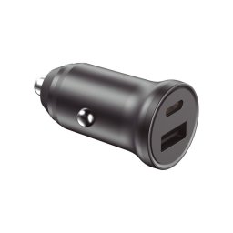Ksix Cargador de Coche 20W PD y Quick Charge 3.0 USB-A+USB-C Negro