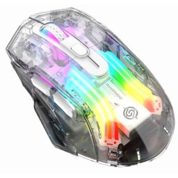 Kinsi BM530 Ratón Óptico Gaming Inalámbrico RGB 3600DPI Transparente Blanco