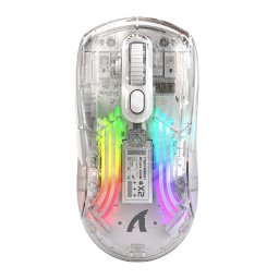 Kinsi X2 Ratón Óptico Gaming Inalámbrico RGB 2400DPI Transparente Blanco