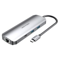 Docking Station Vention USB-C 4K Ultra HD Aluminio Plata