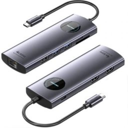 Docking USB-C Vention TQVHB 2xHDMI 3xUSB RJ45 SD/TF PD 100W Gris