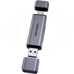 Lector de tarjetas Vention CLLH0 USB 3.0 Tipo-C Aluminio Dual SD/TF 512GB