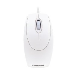 Ratón CHERRY con cable 1000 DPI rueda de desplazamiento ambidiestro blanco y gris