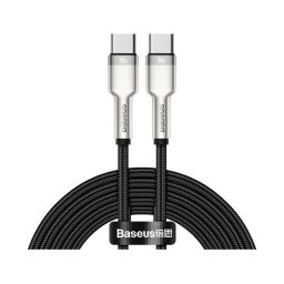 Cable USB-C Baseus Cafule 2m 100W 5A Trenzado Nylon Aluminio Negro Velcro