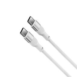 Ksix Cable De Carga Y Datos, 1m, Usb-c A Usb-c, Carga Ultrarrápida 60w, Silicona, Puertos Aleación De Aluminio, Blanco