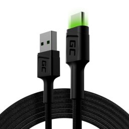Cable Green Cell KABGC13 USB A a USB C 2 m con iluminación led verde