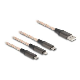 Cable USB Delock 88158 3 en 1 RGB 1,2 m USB-A a USB-C/MicroUSB/Lightning