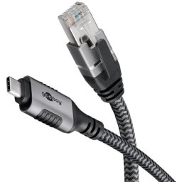 Cambiador de género Goobay 70753 USB C a RJ45 CAT6 7,5 m negro y plata
