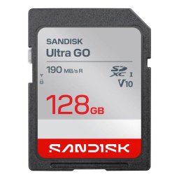 Tarjeta SD SanDisk Ultra GO 128 GB SDXC UHS-I 190 MB/s U3 V10 negra