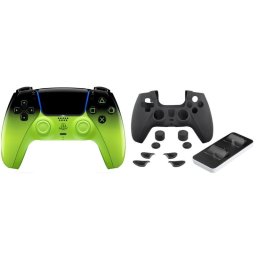 Mando PlayStation 5 SONY DualSense HyperPop Collection Inalámbrico Remix Green + Indeca Controller PREMIUM PACK Cargador y Accesorios para PS5 USB-C Negro