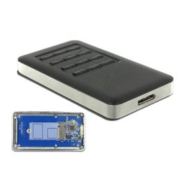 Caja PC Delock 42594 M.2 Aluminio Negro Plata con Cifrado AES 256-bit