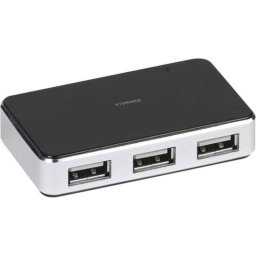 Hub Vivanco 4 puertos 480 Mbps USB 2.0 modelo VVITHUB2V4PORTS Negro Plata