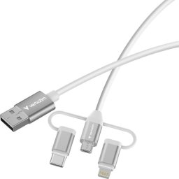 Cable USB Verbatim 3 en 1 1 m USB A a USB-C/Micro USB/Lightning Blanco