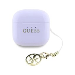 Auriculares Guess inalámbricos Bluetooth con logo brillante, charm y diseño compacto lila