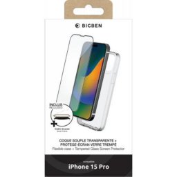 Protector de pantalla BIG BEN para iPhone 15 Pro, vidrio templado transparente