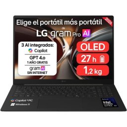 Portátil LG Gram Pro 16Z90U-K.AUB5BN 16" Intel Core Ultra 7 358H 32GB 512GB SSD Intel Arc B390 Windows 11 Home