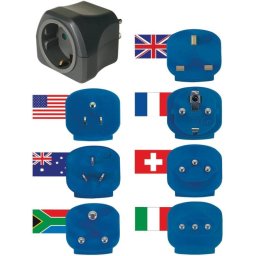 Juego de viaje Brennenstuhl 7 adaptadores con conexión a tierra y bolsa