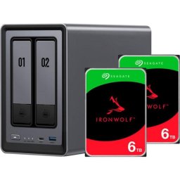 NAS UGREEN 54 TB 8GB 2 bahías 2,5GbE HDMI USB-C M.2 DXP2800 IronWolf
