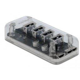 Hub DeLOCK 4 puertos 5 Gbps USB 3.2 Gen 1 transparente con alimentación
