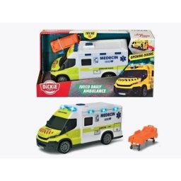 Ambulancia de juguete Dickie Toys Iveco Daily SAMU 1:18 con efectos de sonido y luz