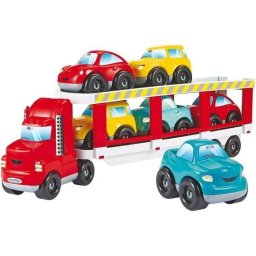 Camión transportador de coches Ecoiffier Abrick con remolque de 2 niveles y rampa articulada