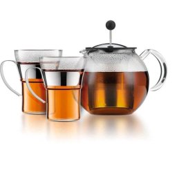 Juego de tetera Bodum Assam Set vidrio borosilicato 1 L con 2 tazas