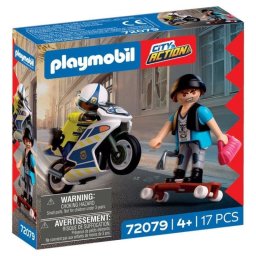 Set Playmobil City Action 72079 Persecución Moto Policía 17 Piezas