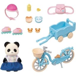 Set Sylvanian Families 5652 Bicicleta Remolque Figura Niña Panda