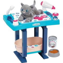 Mesa de peluquería Ecoiffier Azul con Gato de Peluche y 18 Accesorios