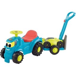 Tractor de pedales infantil Ecoiffier con remolque y cortacésped de juguete
