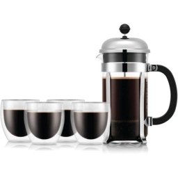 Cafetera de Émbolo Bodum Chambord 1 L con 4 vasos doble pared 25 cl