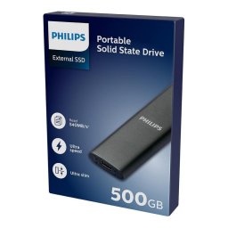 Disco Duro Philips SSD Externo portátil 500 GB Ultra Slim 540 Mb/s lectura