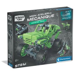 Clementoni Monster Truck 2 En 1 Kit Mecánico De Construcción (260+ Piezas) Con Transmisión De Engranajes, Dirección Cremallera Y Piñón Y Suspensión