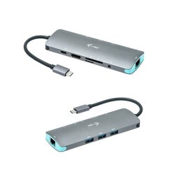 Docking Station USB-C i-Tec Nano HDMI 4K 100W Ethernet USB 3.0 SD Plata Turquesa