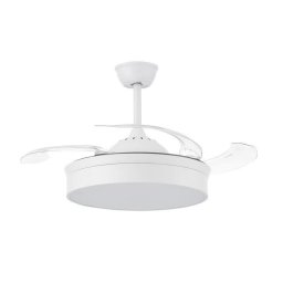 Mimotec Messe White Ventilador de Techo LED 72W con Luz CCT Regulable e Intensidad, Motor DC Ultrasilencioso, 6 Velocidades
