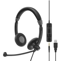Auriculares Sennheiser Impact SC 75 con cable USB y 3,5 mm, Cancelación de Ruido, uso profesional, negros