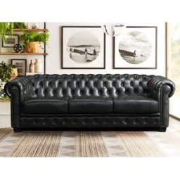 Unique Sofá chesterfield de 4 plazas BRENTON 100% piel de búfalo - Verde-pino