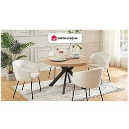 Unique Mesa de comedor extensible 4 a 8 comensales de MDF y acero - Natural y negro - KOMONI