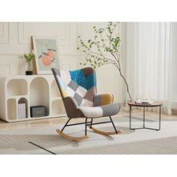 Unique Sillón mecedora de tela patchwork multicolor ELMINA II